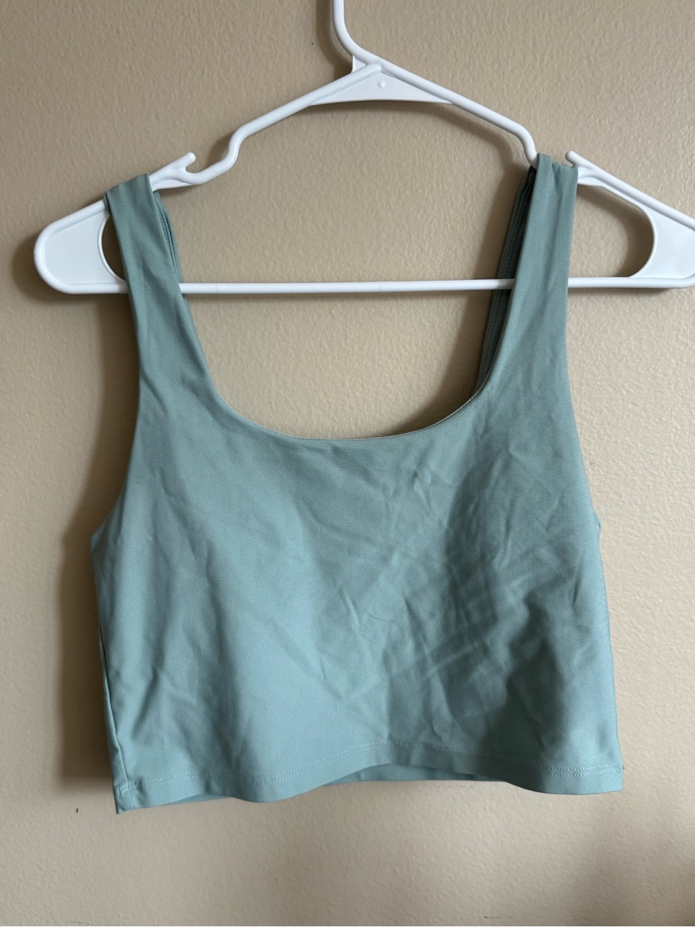 Fabletics Lydia Tank Sage Green Built In Bra Cropped Tank